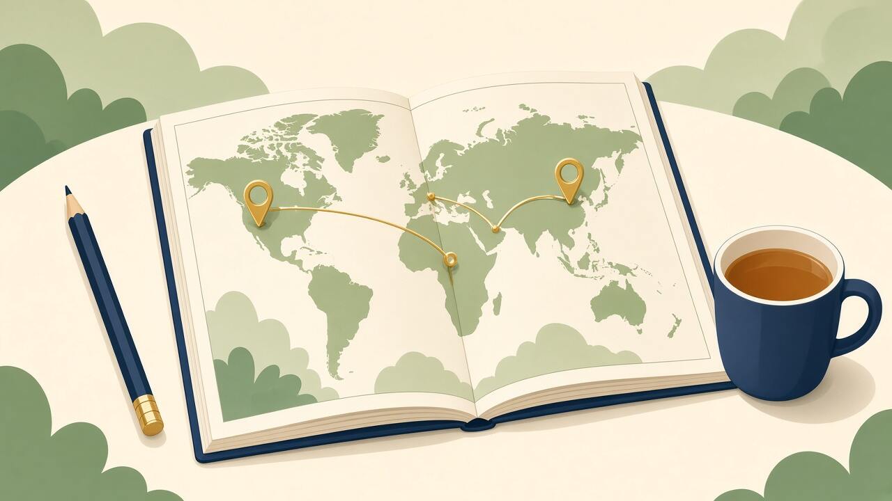 Illustration of a paper map with a single pin